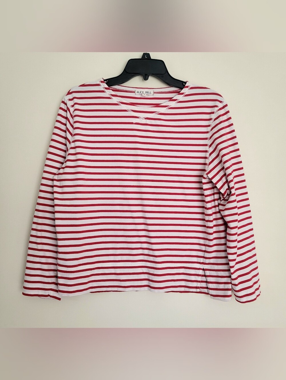 ALEX MILL Red White Striped Sailor 100% Cotton Y2K Sweatshirt Top Womens M EUC